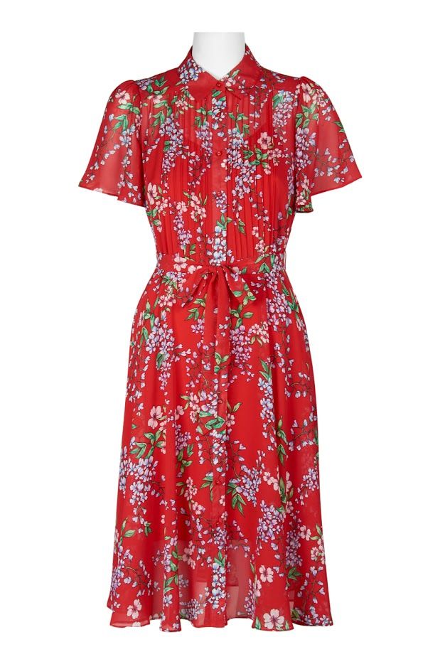 STYLISH RED FLORAL DRESS